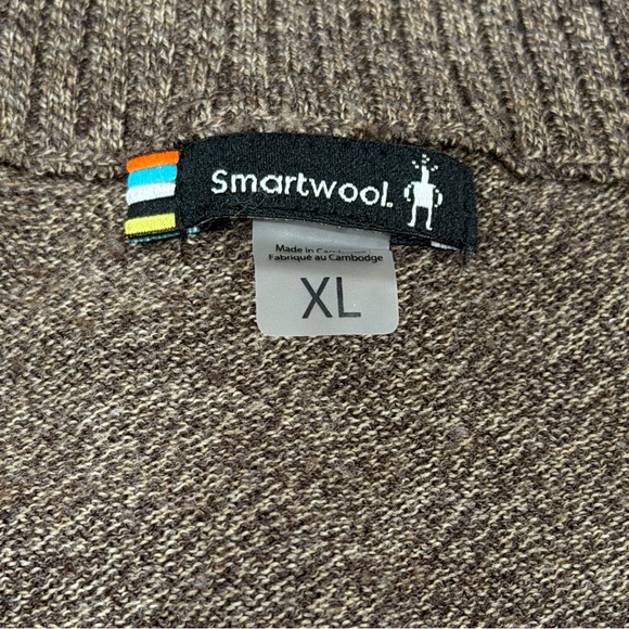 Smartwool Sweater Men Large Merino Wool Blend Sparwood Brown 1/4 Zip SW016427 - Picture 3 of 10